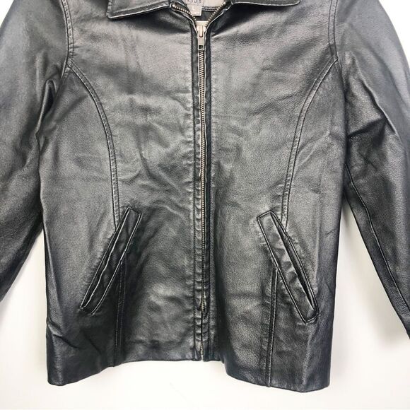 WILSONS LEATHER | Kids Black Leather Zip Front Jacket Youth Size Large - Picture 4 of 10
